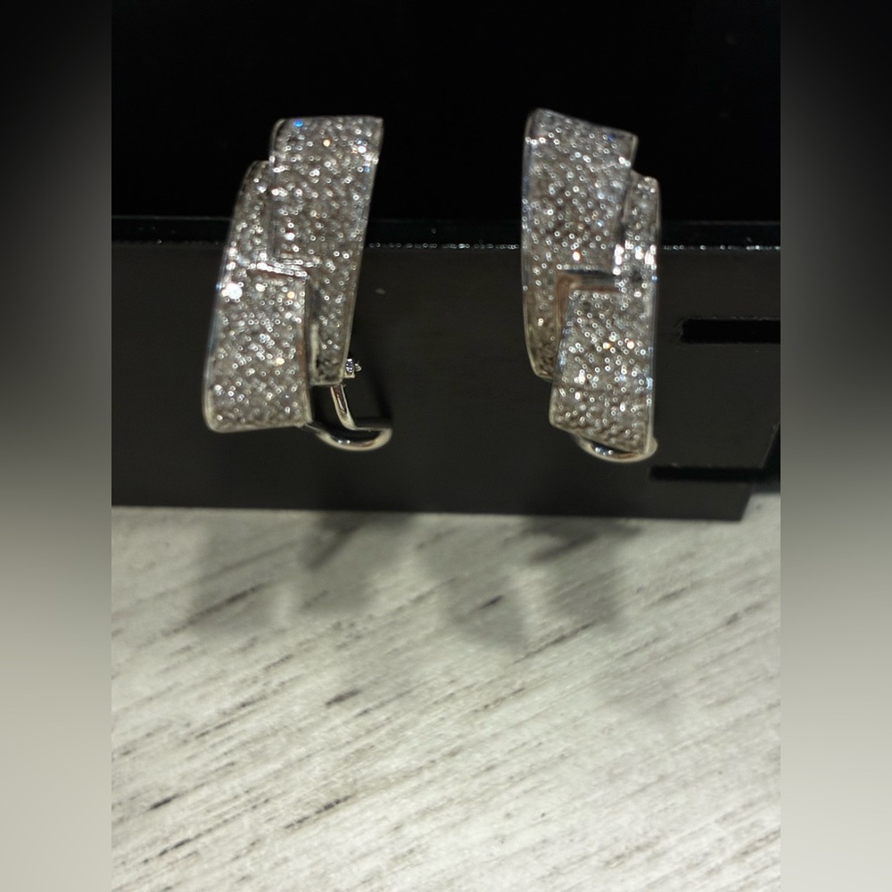 Elegant 14k White Gold  Women's Earrings with 1ct total weight diamonds.